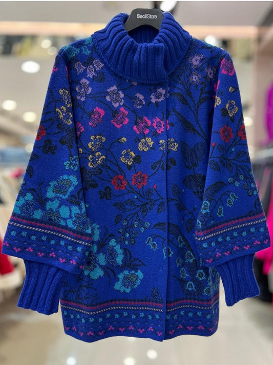 Vintage airy blue embroidered floral sweater