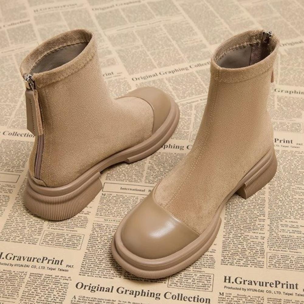 Retro Thick Sole Chunky Heel Short Boots<Three colors>