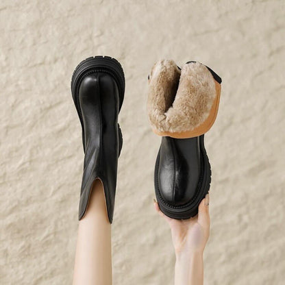 Casual Rabbit Fur Padded Round Toe Thick Boots