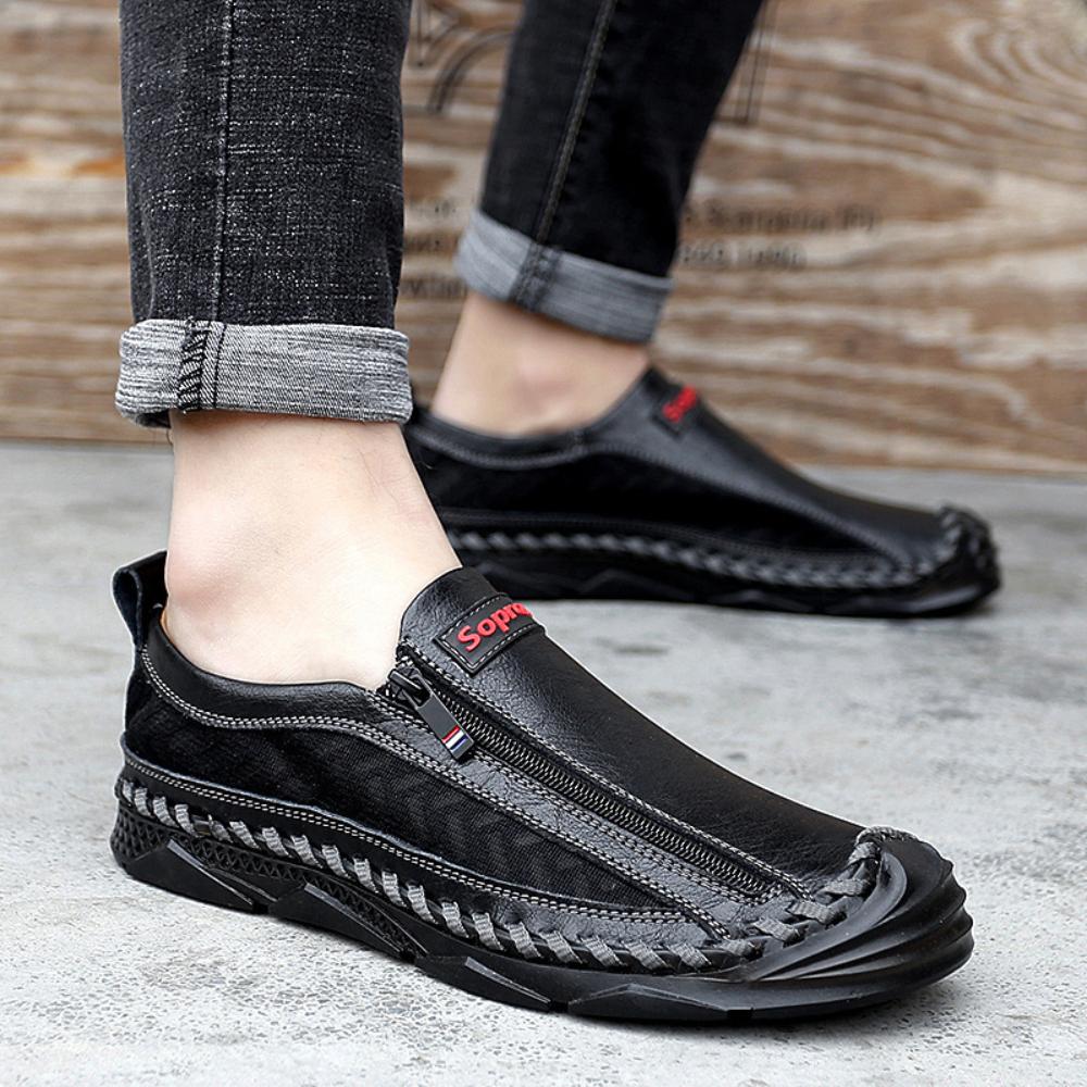 Casual Minimalist Zipper Loafers