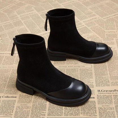 Retro Thick Sole Chunky Heel Short Boots<Three colors>