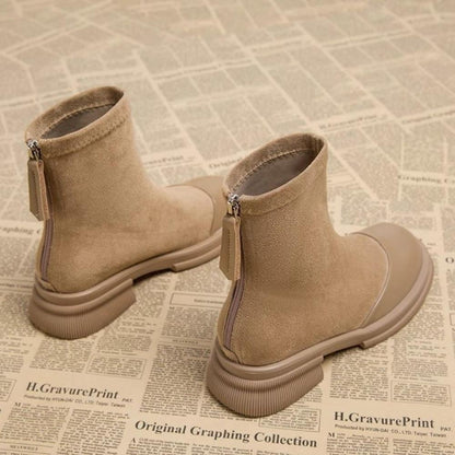 Retro Thick Sole Chunky Heel Short Boots<Three colors>