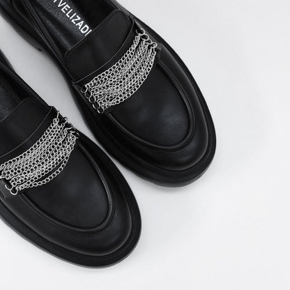 Silver chain detail loafers