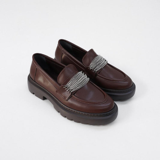 Silver chain detail loafers