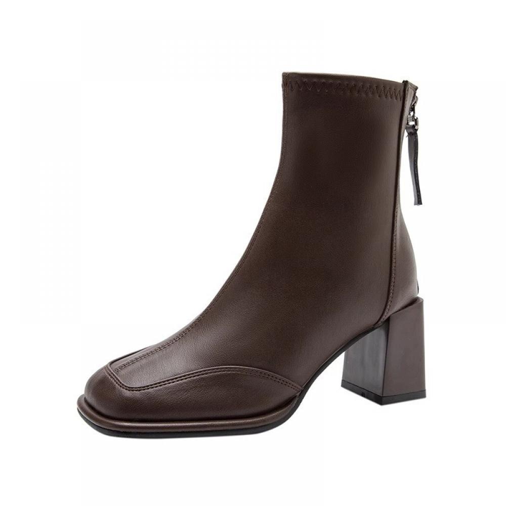 French high-class sense thick heel padded warm high-heeled Martin boots tide<Two Colors>