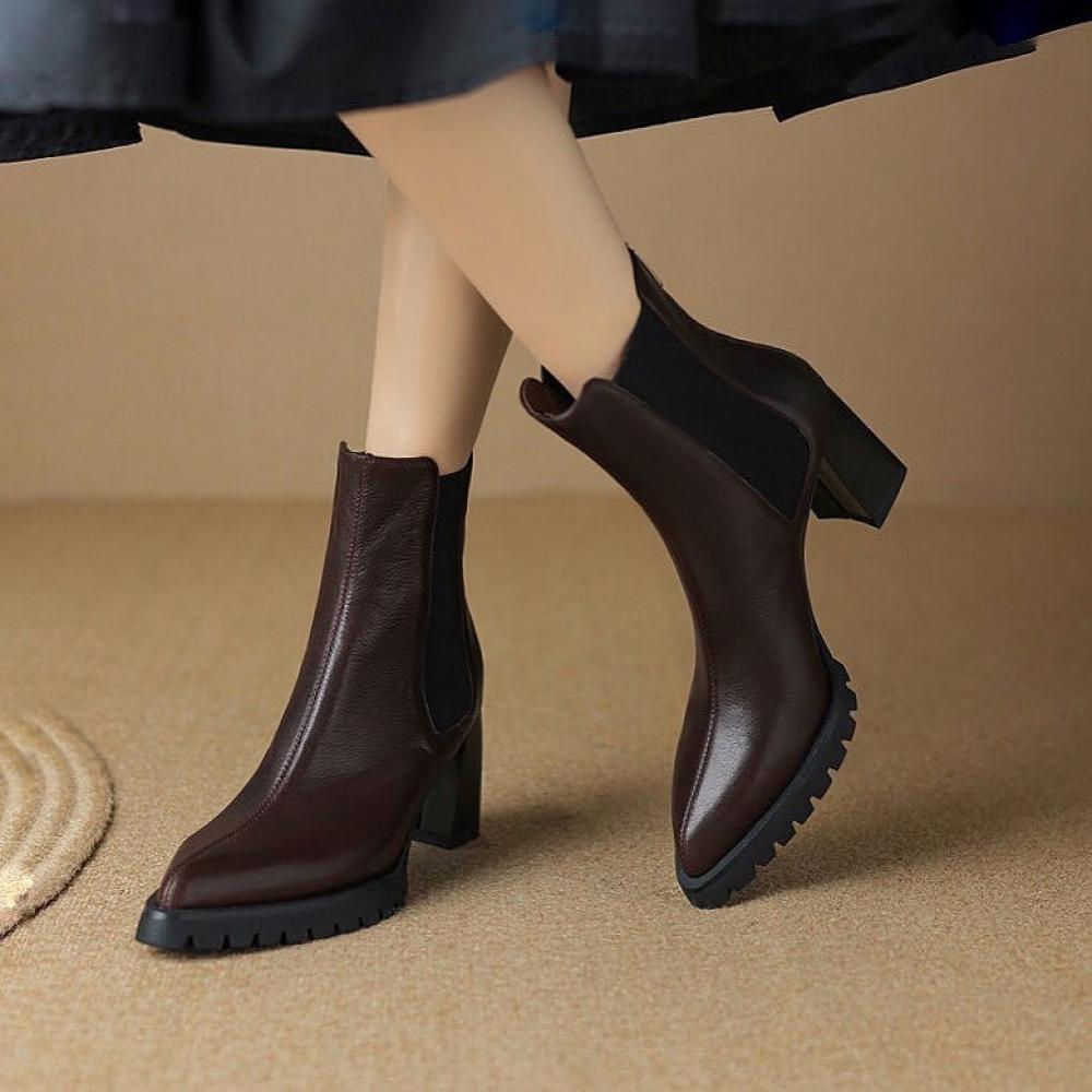 Temperament Pointed Toe High Heel Chelsea Boots