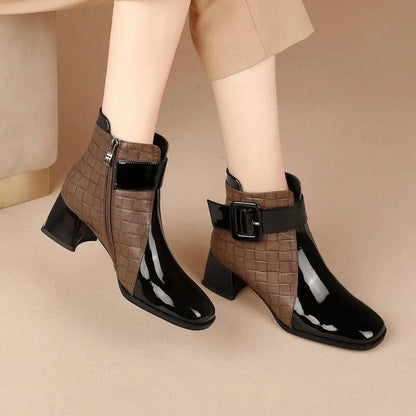 Fashion Boots Chunky Heel Square Toe Short Boots