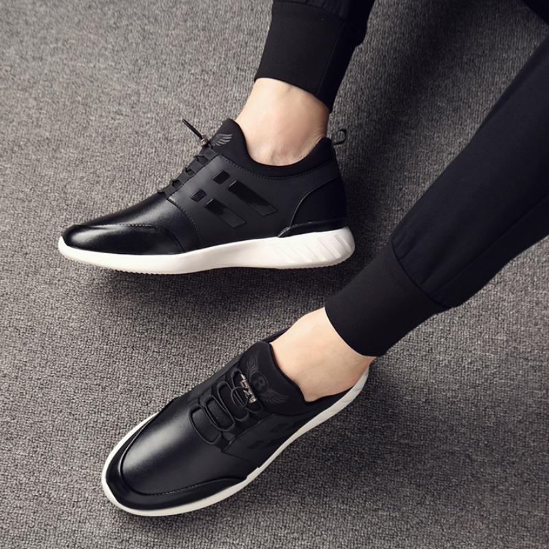 New style elastic lace soft sole height increasing men's shoes