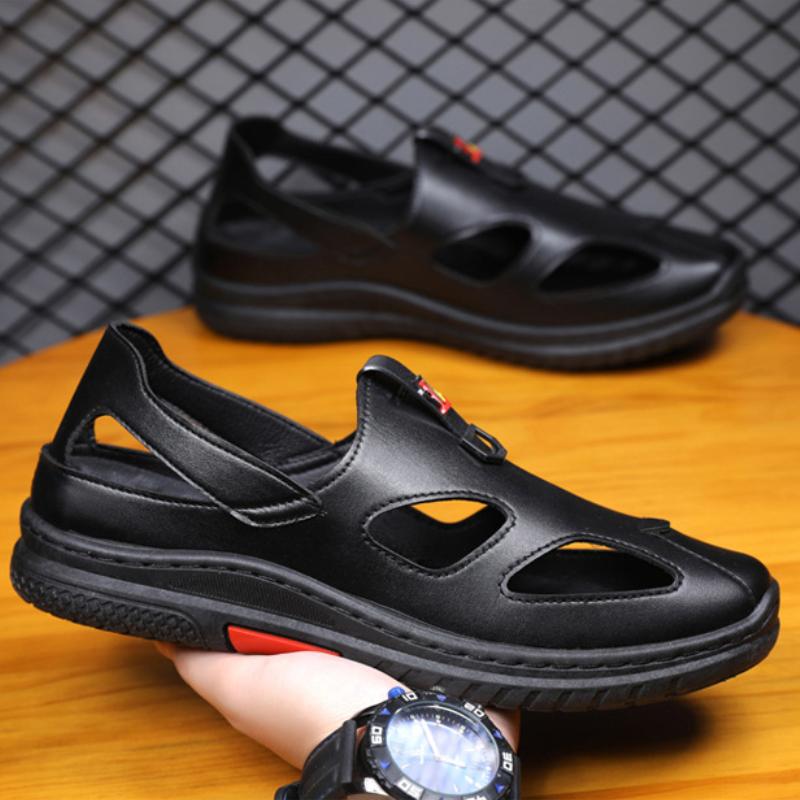 Summer new cowhide casual lightweight soft sole men's beach sandals