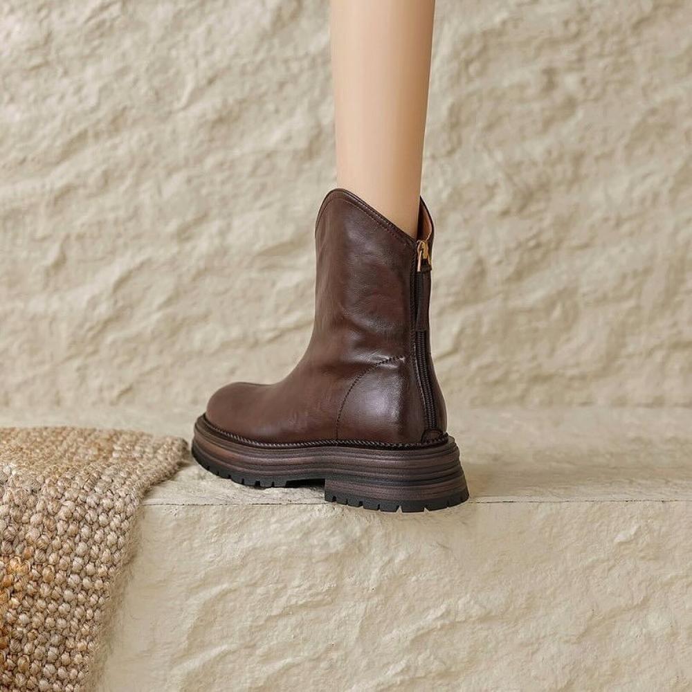 Casual Rabbit Fur Padded Round Toe Thick Boots