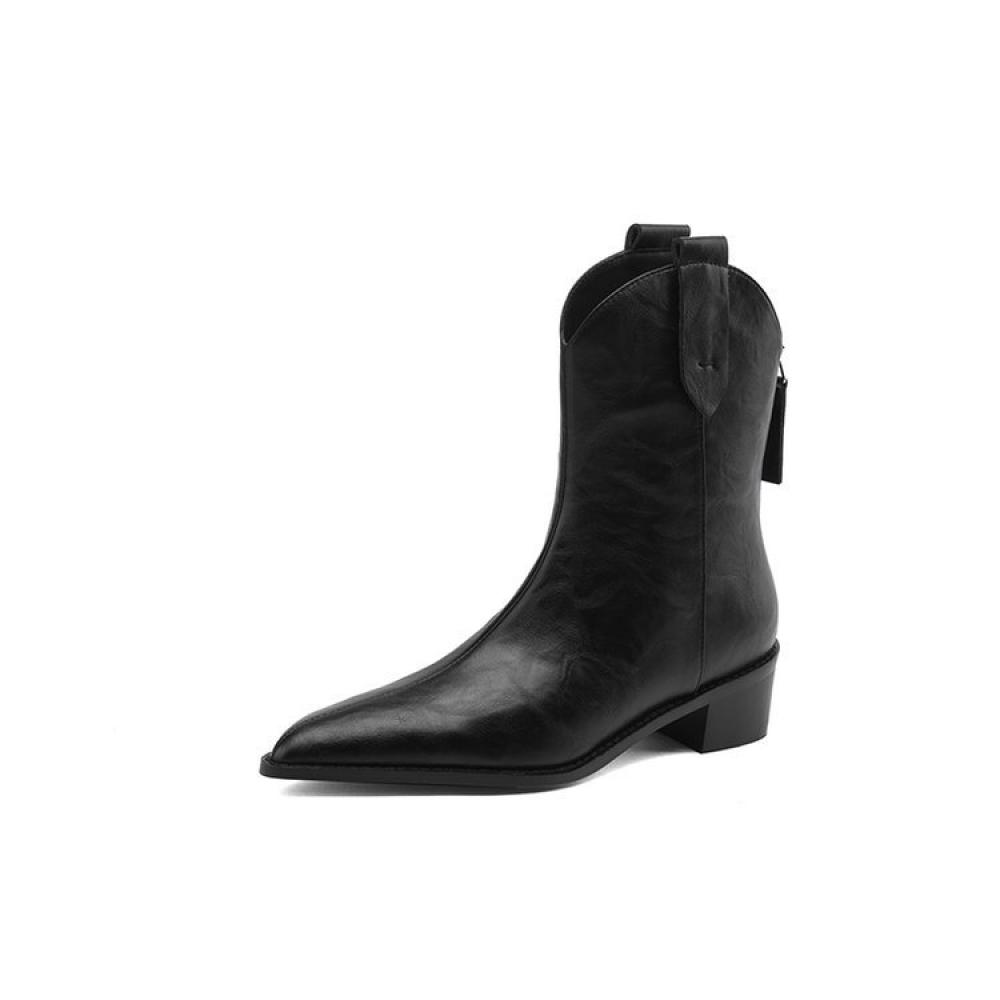 British pointed toe chunky heel simple temperament fashion boots