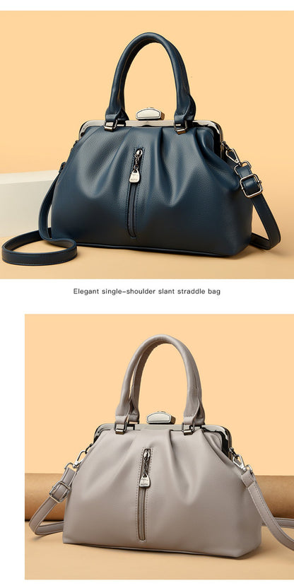 Fashion Pleated Simple Shoulder Casual Slanting Cross Handbag