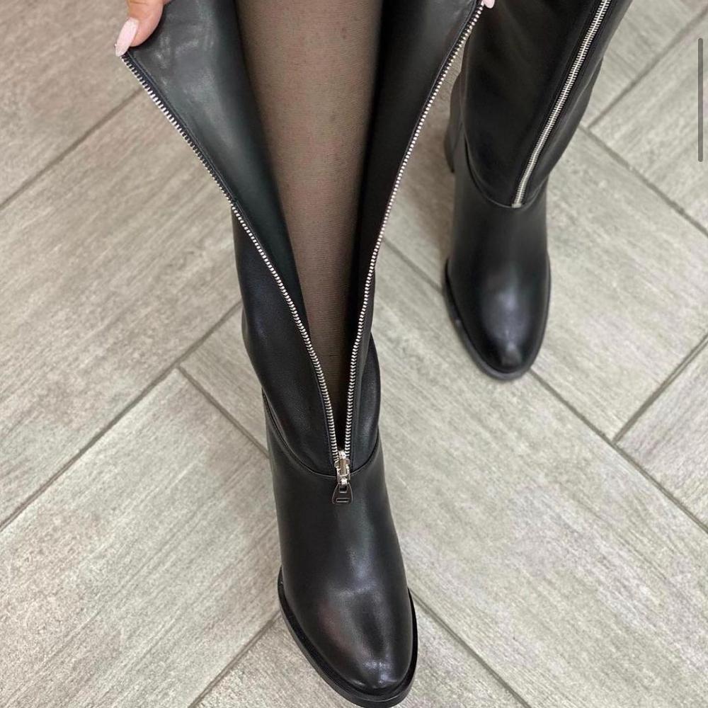 Design front open zipper temperament long boots