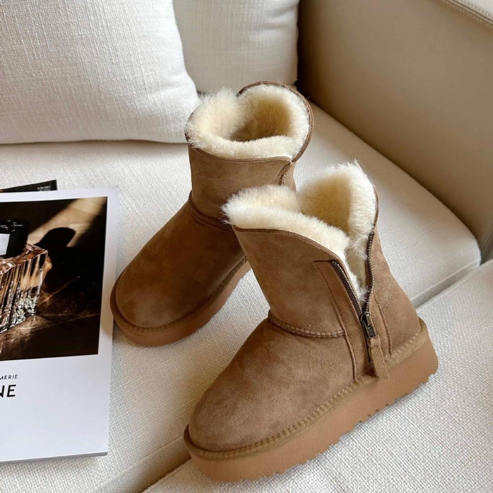 UGG High Top Side Opening Zipper Cotton Boots