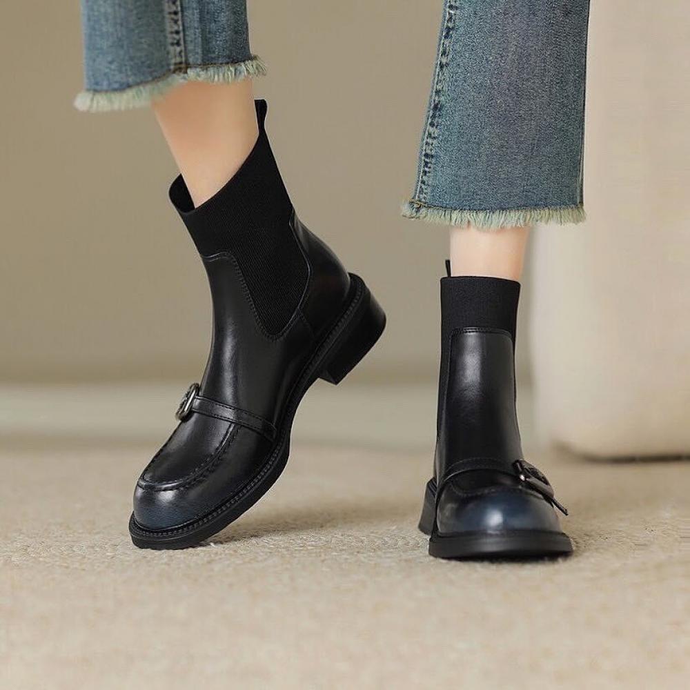 Vintage Casual Stretch Flat Boots