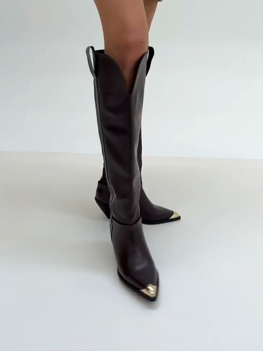 Vintage Gold Toe Pointed Toe Boots