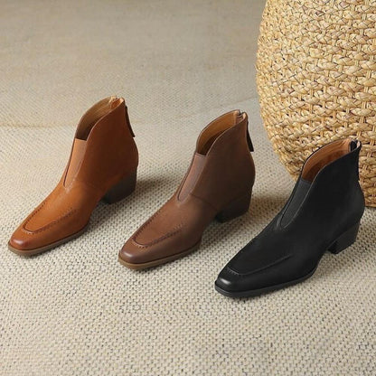 Casual Stretch V Mouth Small Square Toe Boots