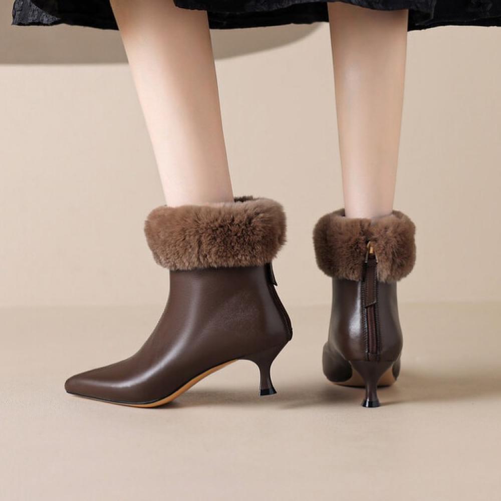 Temperament Raw Edge Slim Heel Pointed Toe Boots