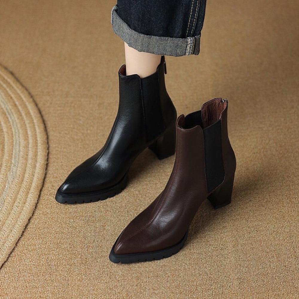 Temperament Pointed Toe High Heel Chelsea Boots