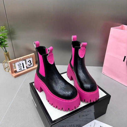 Trendy Thick Sole Clash Color Chelsea Boots