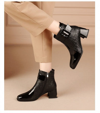 Fashion Boots Chunky Heel Square Toe Short Boots