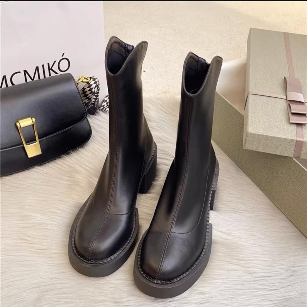 Boots female fall and winter new high-heeled short boots thick with ins Martin boots