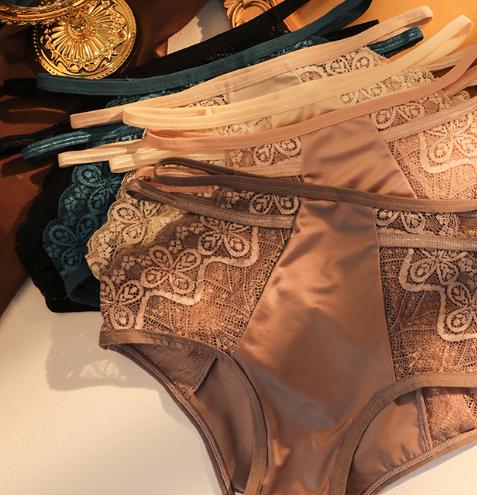 Romantic Lace Glossy Silk Gynecological Panties