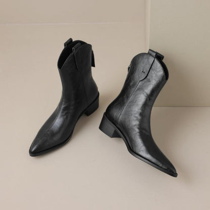 British pointed toe chunky heel simple temperament fashion boots