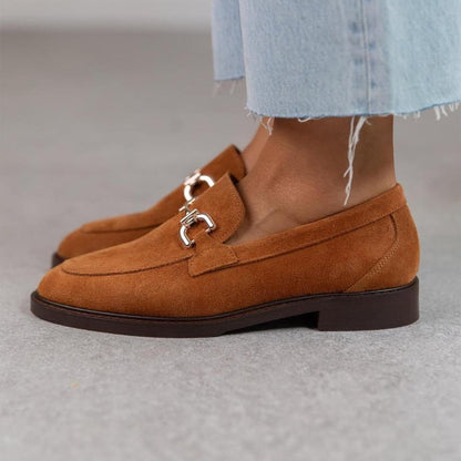 Double Buckle Suede Low Top Loafers One Foot Stirrups