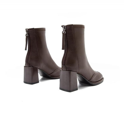 French high-class sense thick heel padded warm high-heeled Martin boots tide<Two Colors>