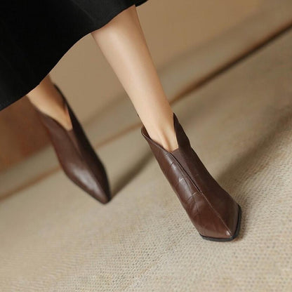 Casual V Mouth Slim Heel Pointed Toe Chelsea Boots