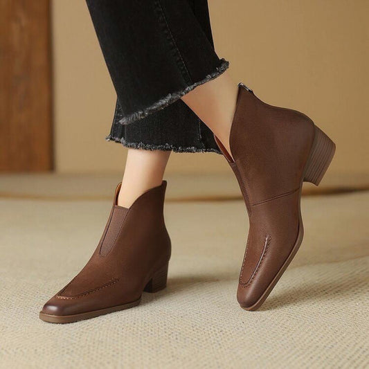 Casual Stretch V Mouth Small Square Toe Boots