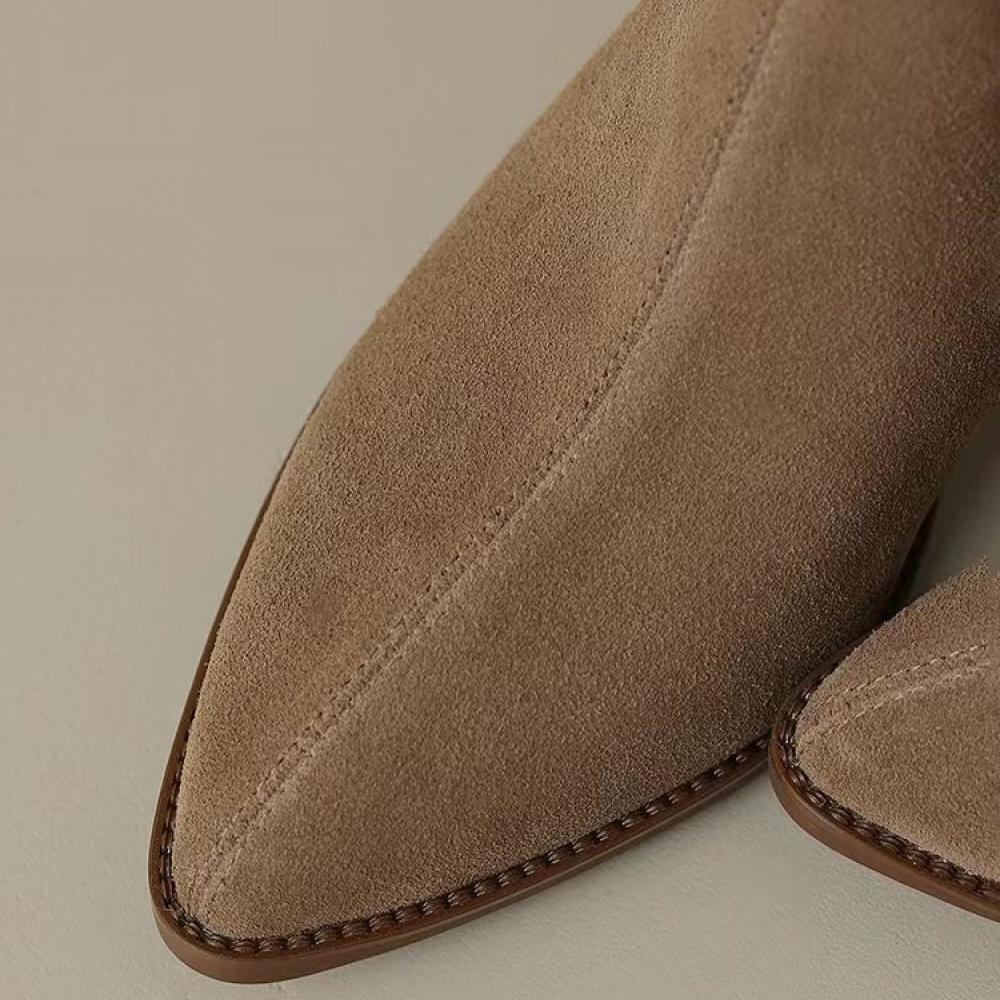 Fashion Pointed Toe Back Zipper Thick Sole Casual Women's Suede Fashion Martin Boots