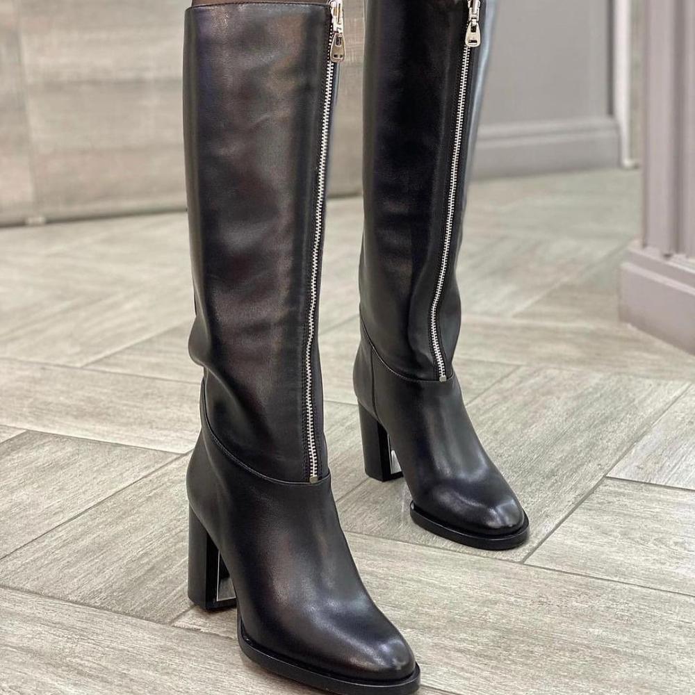 Design front open zipper temperament long boots