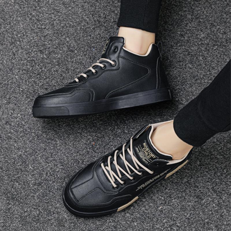 New breathable leather waterproof casual sports mid-top shoes