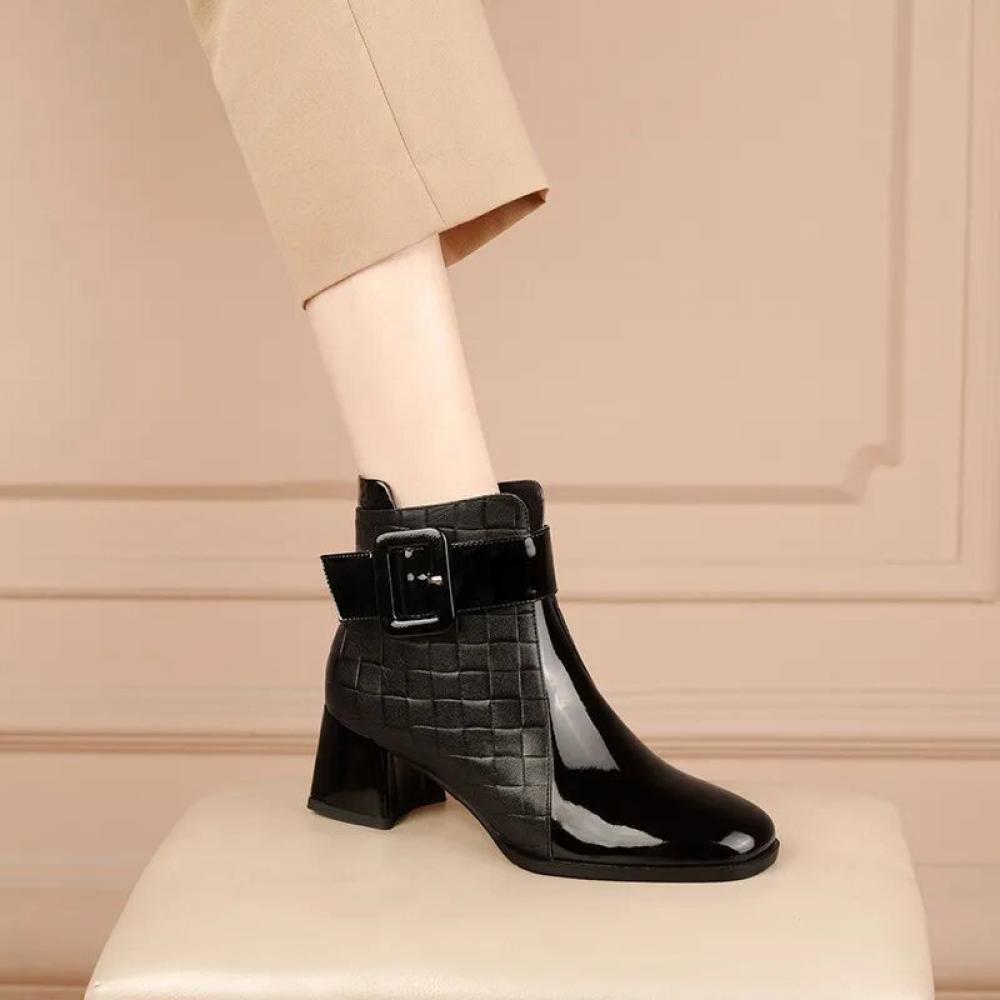 Fashion Boots Chunky Heel Square Toe Short Boots