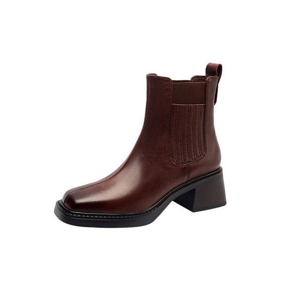 Niche Light Luxury Retro Square Toe Women's Boots