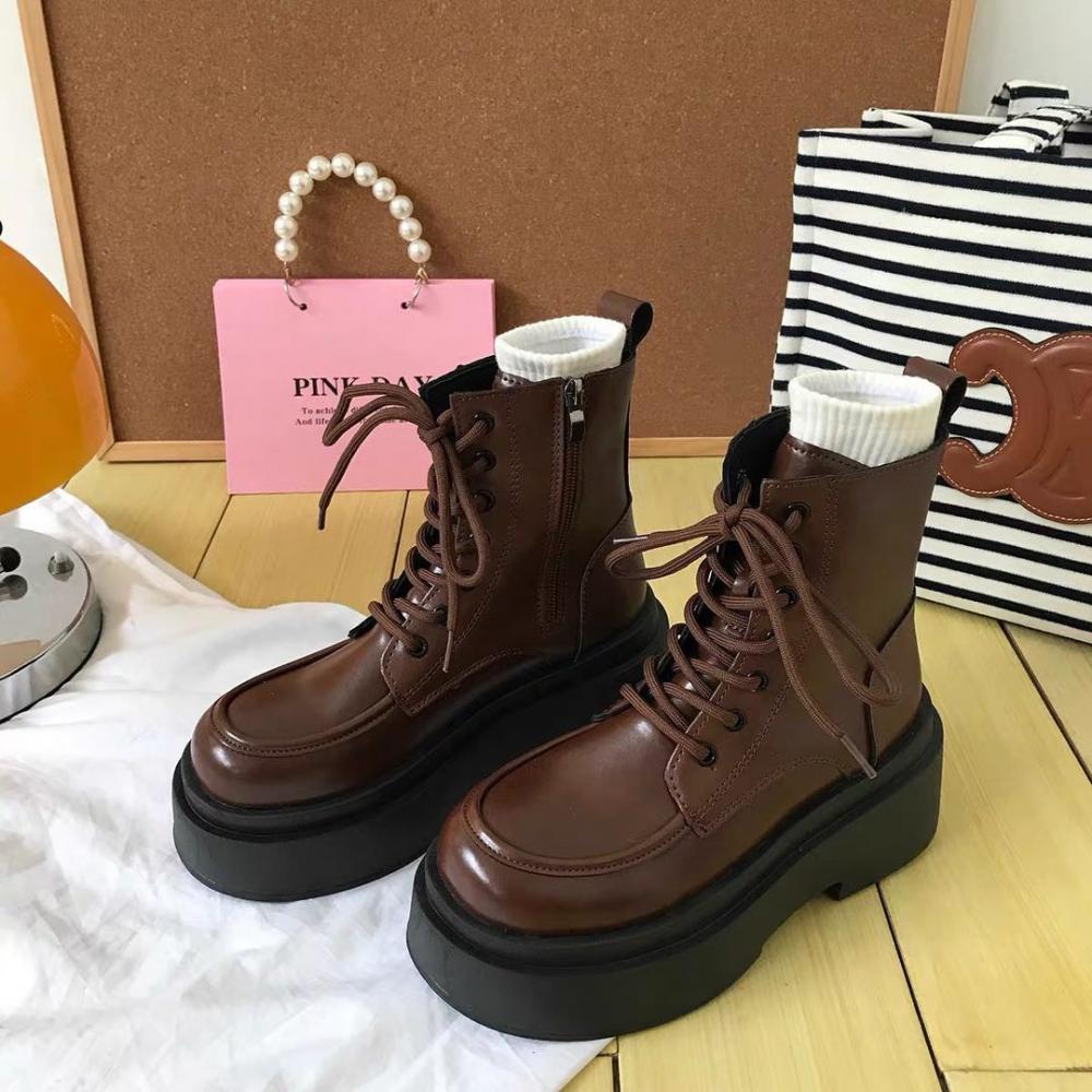 Fashion Thick Bottom Biker Leather Boots High Top Martin Boots