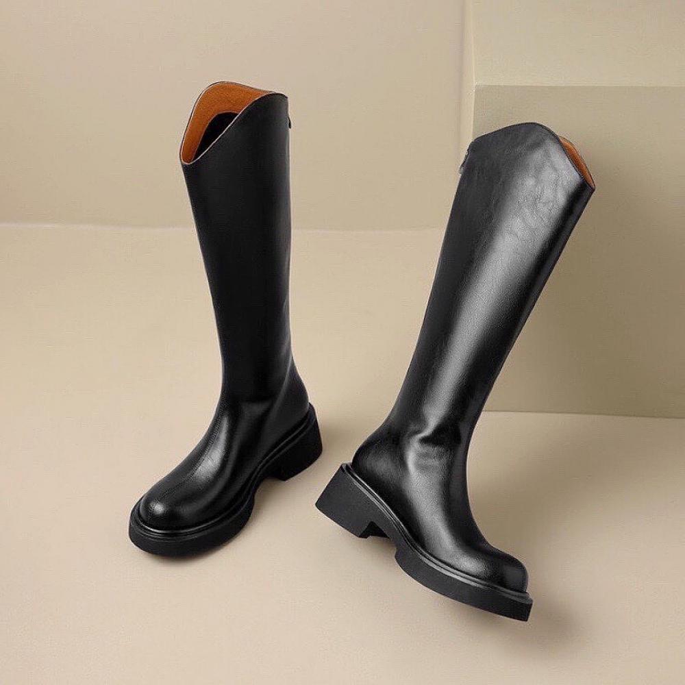 Trendy British Thick Sole V Mouth Knight Boots