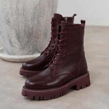 Design Burgundy High Top Martin Boots