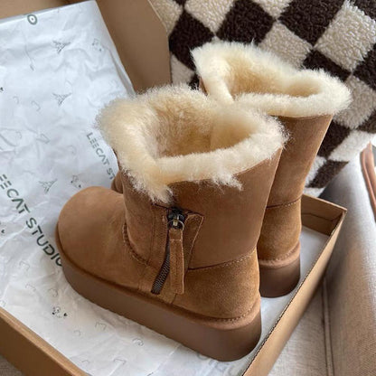 UGG High Top Side Opening Zipper Cotton Boots