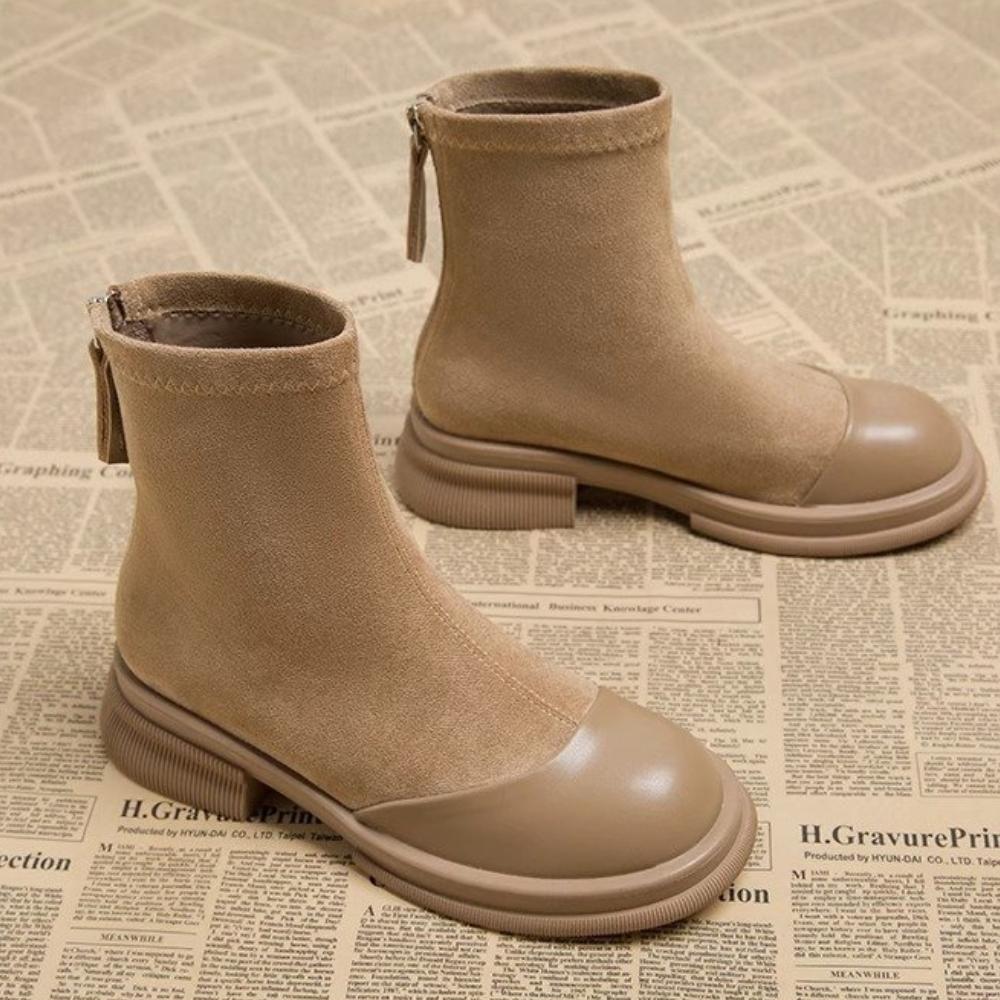 Retro Thick Sole Chunky Heel Short Boots<Three colors>