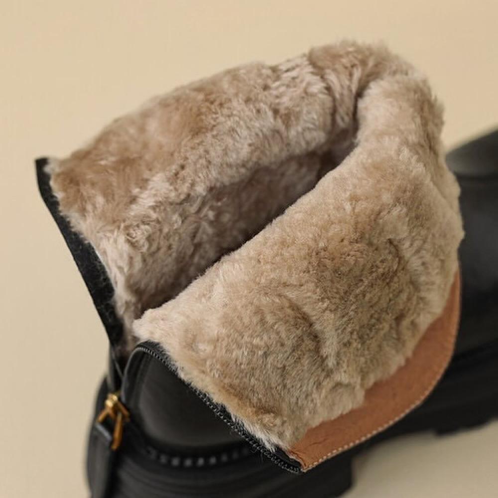 Casual Rabbit Fur Padded Round Toe Thick Boots