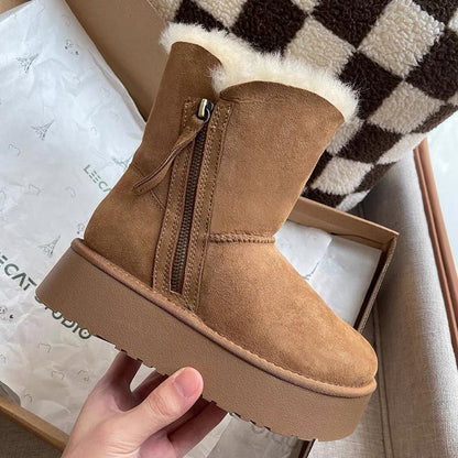 UGG High Top Side Opening Zipper Cotton Boots