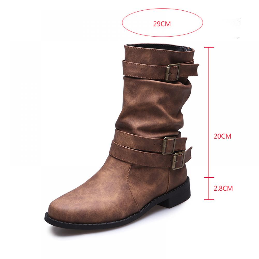 2023 Fall and Winter New Round Toe Flat Smoke Boots  <Three colors> ⏰(New products on sale）