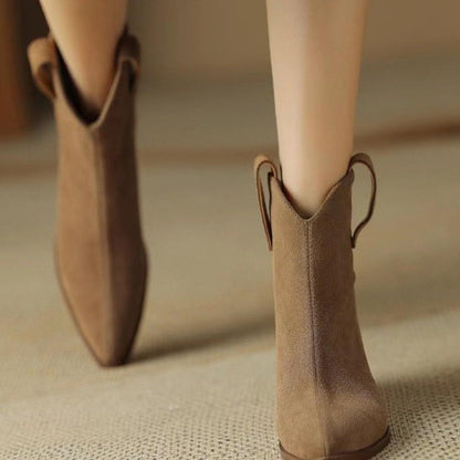 Fashion Pointed Toe Back Zipper Thick Sole Casual Women's Suede Fashion Martin Boots