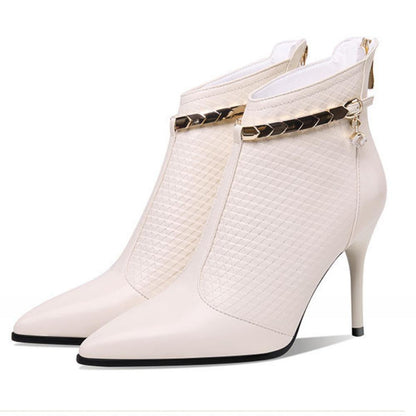 Designed heeled high heeled and nude fashion boots