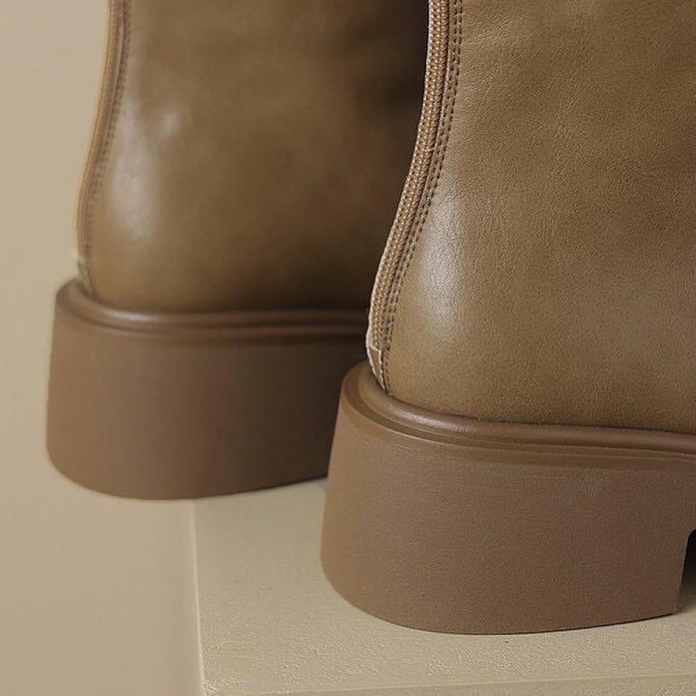 Trendy British Thick Sole V Mouth Knight Boots