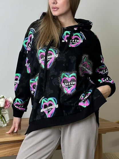 Trendy Casual Love Printed Hoodie