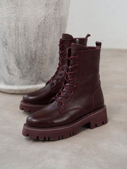 Design Burgundy High Top Martin Boots